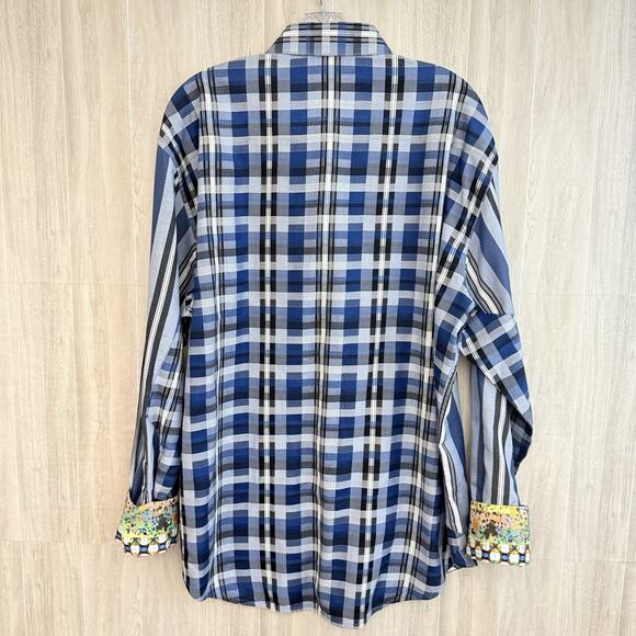 ROBERT GRAHAM Shirt Men’s XL METROPOLIS BIG CITY Contrasting Collar Cuffs - Picture 2 of 16